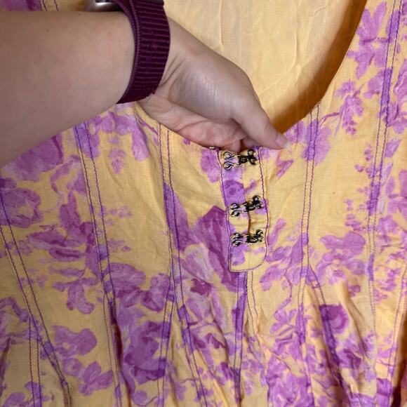 Free People Sully Babydoll Sunshine Floral Print Mini Swing Dress Size Medium - Picture 5 of 9